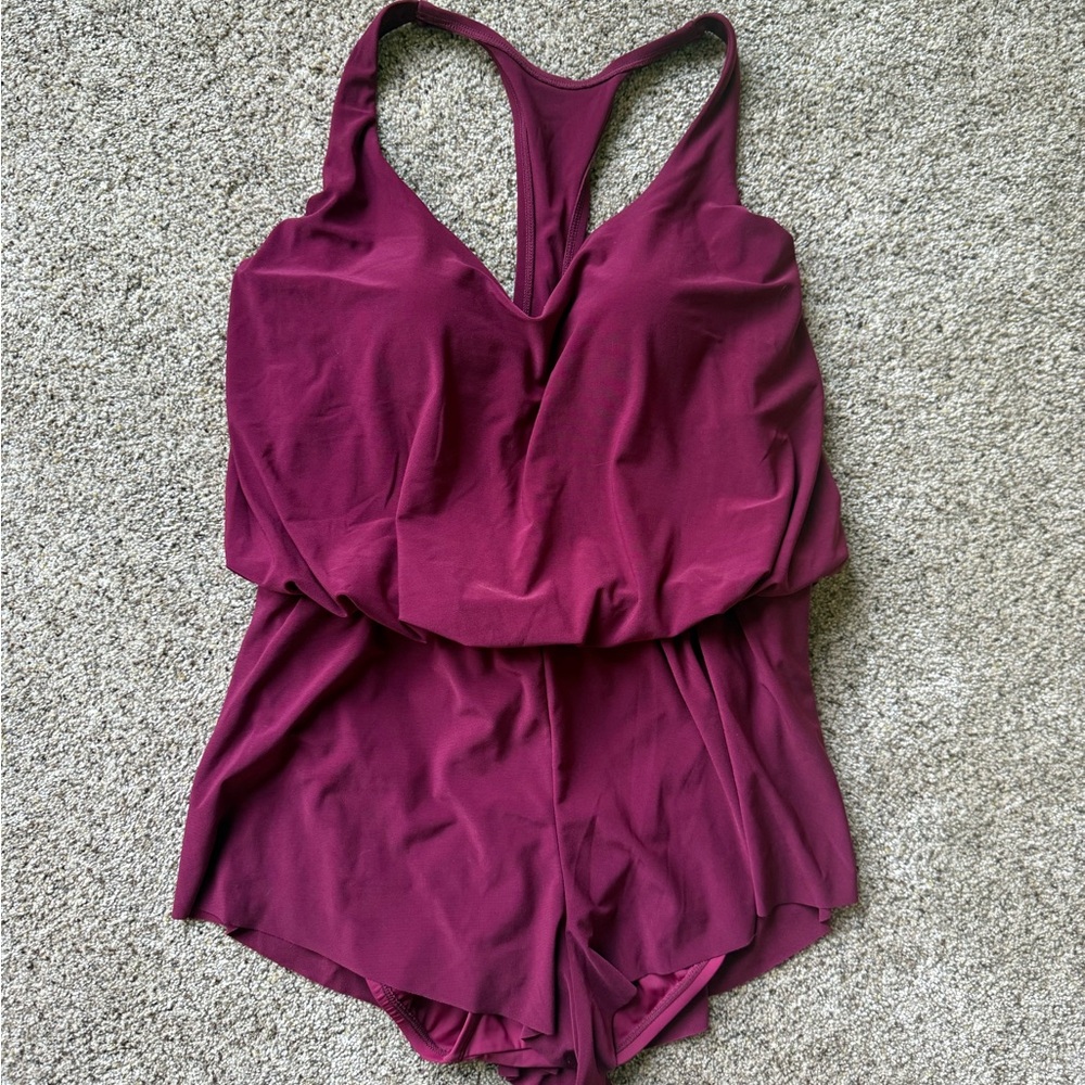 Burgundy Swimsuit Romper